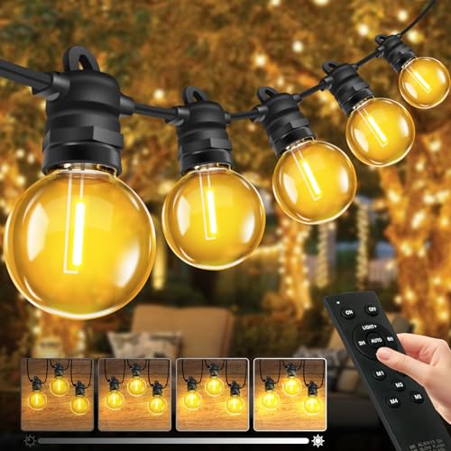 Bowfar Lichterkette Außen Strom, 10M G40 Glühbirnen Balkon Lichterketten Outdoor mit 17+2 Stk, IP68 Wasserdicht Dimmbar Pavillon String Lights mit Fernbedienung für Garten Terrasse Party Hochzeit von Bowfar