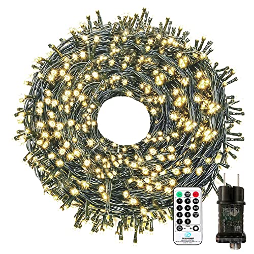 LED Lichterkette Außen Strombetrieben, 30M 300 LED Lichterkette Weihnachtsbaum 8 Modi mit Fernbedienung Timer Merkfunktion, IP65 Wasserdicht für Innen Außen Weihnachten Party Hochzeit, Warmweiß von Bowfar