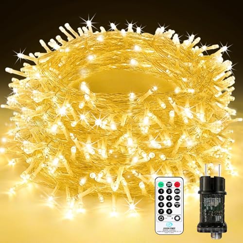 LED Lichterkette Außen Strombetrieben, 50M 500 LED Lichterkette Weihnachten mit Fernbedienung Timer Merkfunktion, 8 Modi IP65 Wasserdicht für Innen Außen Garten Party Hochzeit Weihnachtsdeko, Warmweiß LED Lichterkette Außen Strombetrieben, 50M 500 LED Lichterkette Weihnachten mit Fernbedienung Timer Merkfunktion, 8 Modi IP65 Wasserdicht für Innen Außen Garten Party Hochzeit Weihnachtsdeko, Warmweiß von Bowfar