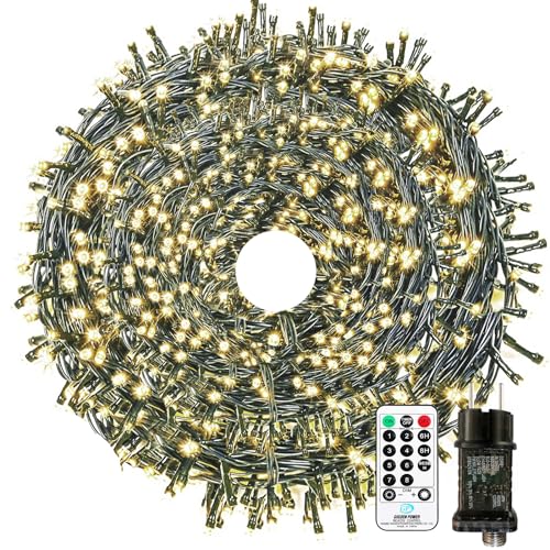 LED Lichterkette Außen Strombetrieben, 80M 800 LED Lichterkette Weihnachtsbaum 8 Modi mit Fernbedienung Timer Merkfunktion, IP65 Wasserdicht für Innen Außen Weihnachten Party Hochzeit, Warmweiß LED Lichterkette Außen Strombetrieben, 80M 800 LED Lichterkette Weihnachtsbaum 8 Modi mit Fernbedienung Timer Merkfunktion, IP65 Wasserdicht für Innen Außen Weihnachten Party Hochzeit, Warmweiß von Bowfar