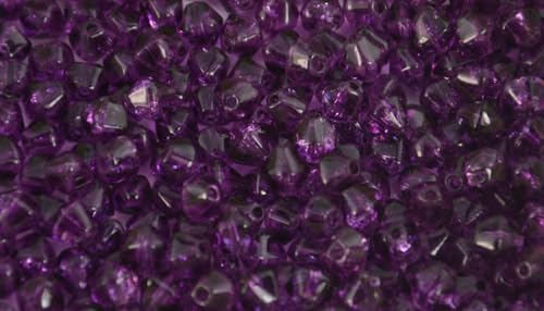 Craquelé-Glasperlen, Doppelkegel, 4 mm, ca. 100 Perlen pro Packung, Farbauswahl (lila) von Box Displays