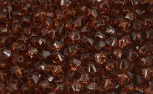 Craquelé-Glasperlen, Doppelkegel, 4 mm, ca. 100 Perlen pro Packung, Farbe zur Auswahl (Bernstein) von Box Displays