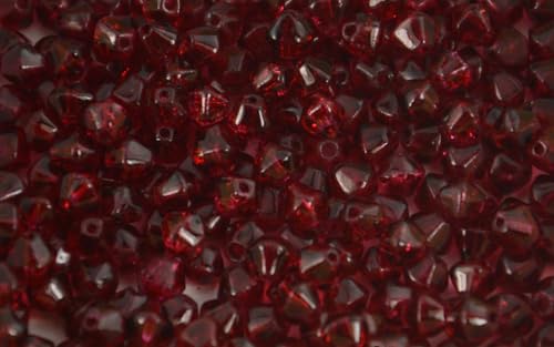 Craquelé-Glasperlen, Doppelkegel, 4 mm, ca. 100 Perlen pro Packung, Farbwahl (rot) von Box Displays
