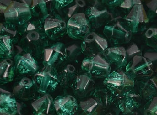 Craquelé-Glasperlen, Doppelkegel, 8 mm, ca. 50 Perlen pro Packung, Farbauswahl (Jade) von Box Displays