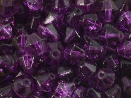 Craquelé-Glasperlen, Doppelkegel, 8 mm, ca. 50 Perlen pro Packung, Farbauswahl (lila) von Box Displays