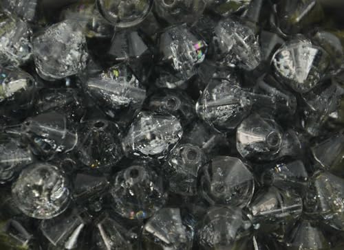 Craquelé-Glasperlen, Doppelkegel, 8 mm, ca. 50 Perlen pro Packung, Farbauswahl (schwarzer Diamant) von Box Displays