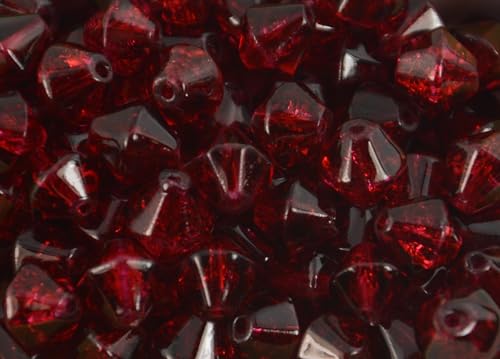 Craquelé-Glasperlen, Doppelkegel, 8 mm, ca. 50 Perlen pro Packung, Farbe zur Auswahl, Rot Craquelé-Glasperlen, Doppelkegel, 8 mm, ca. 50 Perlen pro Packung, Farbe zur Auswahl, Rot von Box Displays