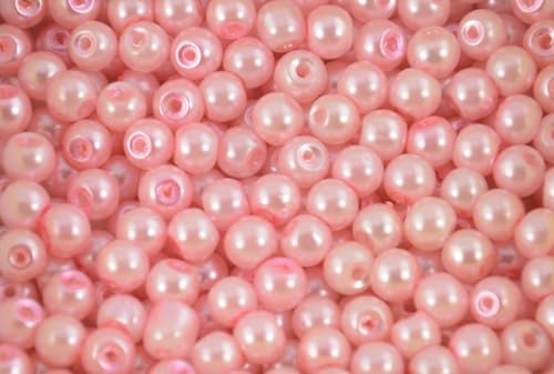 Glasperlen, 4 mm, zur Schmuckherstellung und zum Gestalten mit Farbauswahl (Babyrosa) von Box Displays