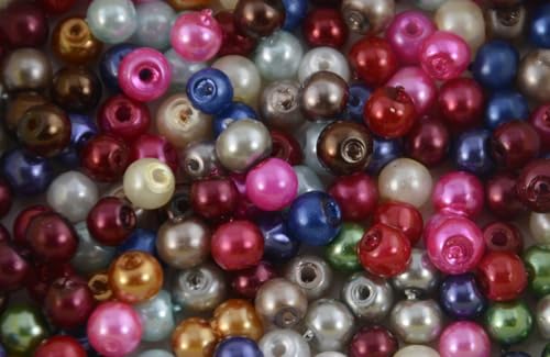 Glasperlen, 4 mm, zur Schmuckherstellung und zum Gestalten mit Farbwahl (gemischte Farbe) von Box Displays