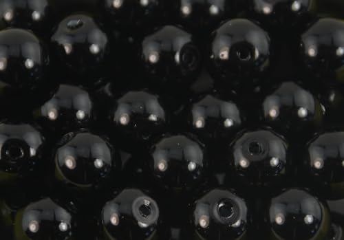 Glasperlen, rund, 10 mm, mehrfarbige Optionen für die Schmuckherstellung (schwarz) von Box Displays