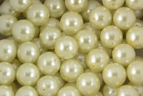 Glasperlen, rund, 12 mm, ca. 35 Perlen pro Packung, mehrere Farben erhältlich, cremefarben von Box Displays