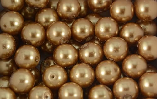 Glasperlen, rund, 12 mm, ca. 35 Perlen pro Packung, mehrere Farben erhältlich (Gold) von Box Displays