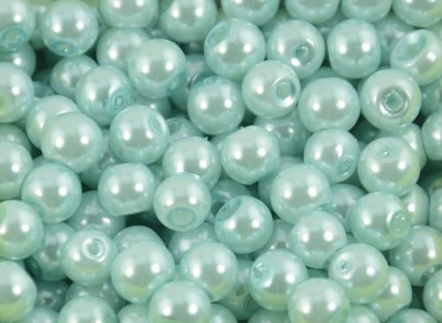 Glasperlen, rund, 6 mm, mit Farbauswahl für Schmuckherstellung und Design, Babyblau von Box Displays
