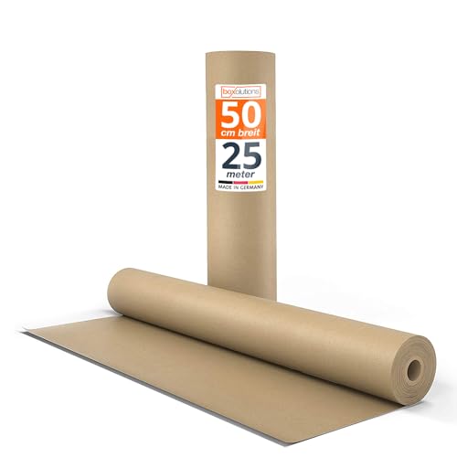 2 Rollen Kraftpapier braunes Papier 0,5m x 25m - Natürliches Geschenkpapier - 2x Papierrolle 25m lang - Geschenkpapier braun - Ideales Paketpapier, Verpackungspapier für Umzug - Packpapier natur 2 Rollen Kraftpapier braunes Papier 0,5m x 25m - Natürliches Geschenkpapier - 2x Papierrolle 25m lang - Geschenkpapier braun - Ideales Paketpapier, Verpackungspapier für Umzug - Packpapier natur von Boxolutions