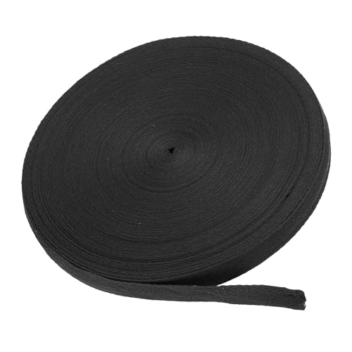 Boxonly Baumwoll-Twill-Klebeband, 1,6 cm, 45,7 m, Baumwollband, Schrägband, Fischgrätenmuster, Gurtband zum Nähen, Geschenkverpacken, Basteln, DIY, Schwarz von Boxonly