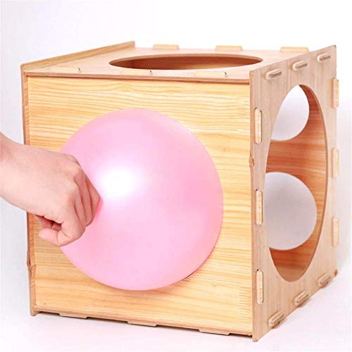 Boxwizard 9-Loch-Ballon-Größenbox, Ballon-Messbox, Ballonbogen-Kit, Zusammenklappbarer Holzwürfel, Ballon-Größenbox für Geburtstag, Hochzeit von Boxwizard