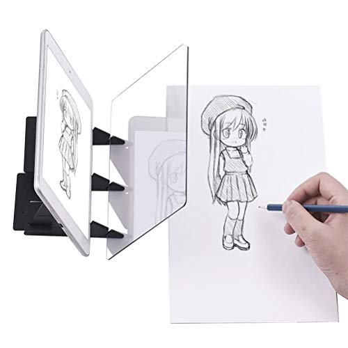 Optisches Zeichenbrett Skizzieren Linse Skizze Assistent Bildreflexion Projektor Malbrett Kopiertisch Projektion Zeichnungsprojektor Optischem Acryl Kopierpad für Anime Malerei(schwarz&transparent) von Boxwizard