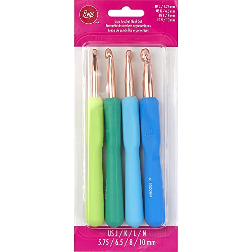Boye Ergonomisches Häkelnadel-Set aus Metall für mittelgroßes und sperriges Garn, Größen J/K/L/N, mehrfarbig, 4 Stück Boye Ergonomisches Häkelnadel-Set aus Metall für mittelgroßes und sperriges Garn, Größen J/K/L/N, mehrfarbig, 4 Stück von Boye