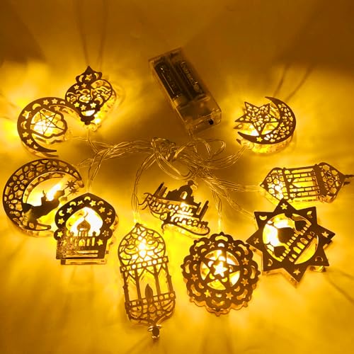 Boyigog LED Ramadan Lichterketten,1.5m Stern Mond Ramadan lichter,Eid Mubarak Dekor Party Dekorationen,10 LED Muslim Ramadan Licht für Zuhause Garten Geburtstag von Boyigog