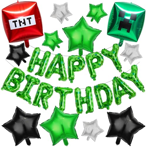 Geburtstag Dekoration Luftballons Party Set-13 Stück Pixel Ballon Party Supplies Pentagramm Ballon Party Folienballons Banner Dekoration für Kinder Erwachsene Geburtstag Dekoration Luftballons Party Set-13 Stück Pixel Ballon Party Supplies Pentagramm Ballon Party Folienballons Banner Dekoration für Kinder Erwachsene von Boyigog