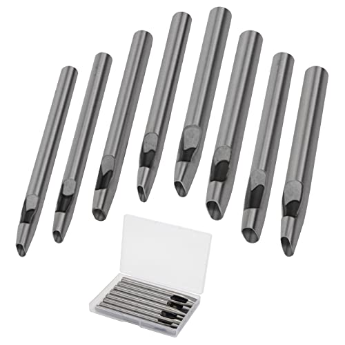 Lochstanzer-Set mit 8 ovalen Größen für Leder 2 mm–5 mm, Boyistar Lederwerkzeug-Set Hohlstanzer für Uhrenarmbänder, Gürtel, Lederarbeiten – mit Aufbewahrungsbox von Boyistar