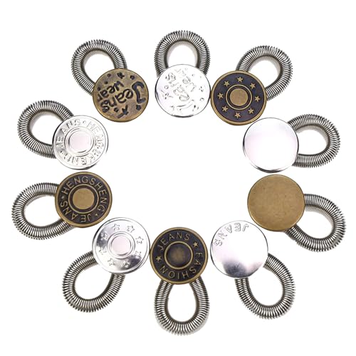 10 Pieces Spring-Loaded Metal Waist Extender Button for Jeans, Adjustable Button Extenders for Jeans 10 Pieces Spring-Loaded Metal Waist Extender Button for Jeans, Adjustable Button Extenders for Jeans von Bpoeee