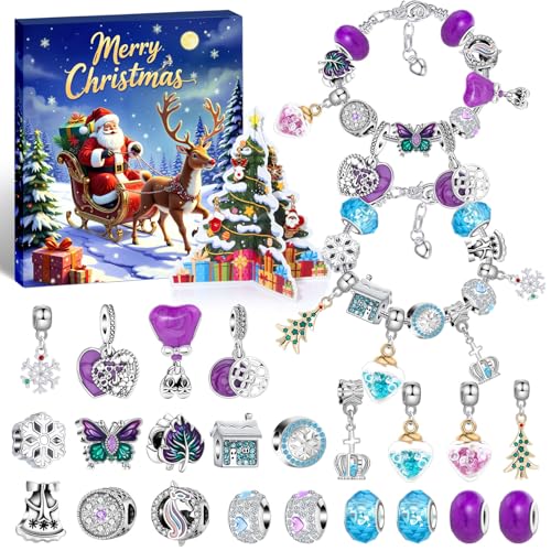 DIY Christmas Countdown Bracelet Set, 24 grids of Creative Jewelry Making, includes a variety of charms and beads, perfect for bracelet enthusiasts to create unique Christmas accessories (34) von Bpoeee