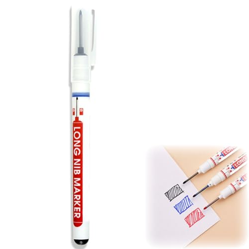 Multi-purpose Long Head Deep Hole Marker Pens, Long Nib Marker Fine Tip for Metal, Quick Dry Waterproof Construction Markers for Carpenter Office Work Builders Con (Black,6) von Bpoeee