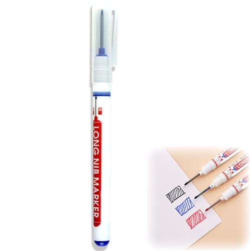 Multi-purpose Long Head Deep Hole Marker Pens, Long Nib Marker Fine Tip for Metal, Quick Dry Waterproof Construction Markers for Carpenter Office Work Builders Con (Blue,6) von Bpoeee