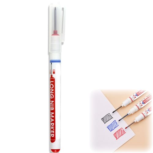 Multi-purpose Long Head Deep Hole Marker Pens, Long Nib Marker Fine Tip for Metal, Quick Dry Waterproof Construction Markers for Carpenter Office Work Builders Con (Red,6) von Bpoeee