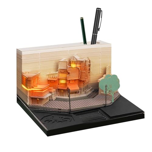Kreativer 3D Notizblock Tischkalender 2024, Kalender 2024 mit beleuchteten Haftnotizen und Stifthalter, 3d Kalender - zur Dekoration von Zimmern und Wohnzimmern, Desktop-Ornament, Papierskulptur Kreativer 3D Notizblock Tischkalender 2024, Kalender 2024 mit beleuchteten Haftnotizen und Stifthalter, 3d Kalender - zur Dekoration von Zimmern und Wohnzimmern, Desktop-Ornament, Papierskulptur von Bqweun