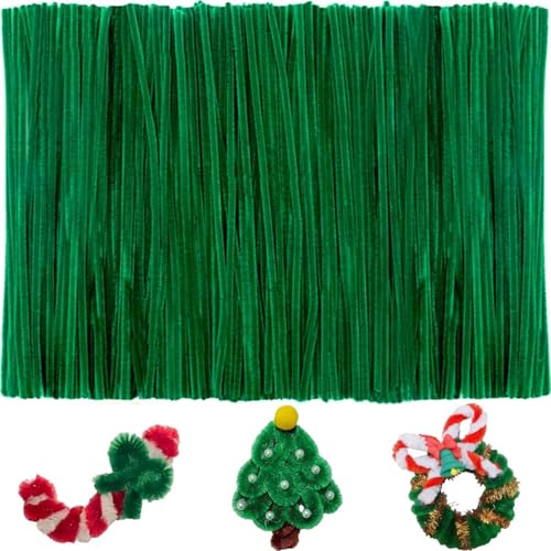 100 Stück Pfeifenreiniger Grün, 8mm Dicke, Weihnachtliche Bastelpipe Cleaner Für Kinder, DIY Handwerk, Pädagogische Aktivitäten, Dekoration Für Festtage Und Zuhause von BrKern