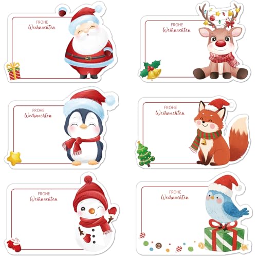 Aufkleber Weihnachten, 120 Stück Christmas Weihnachtsmann Geschenkaufkleber Beschreibbar Etiketten Selbstklebend Deko, Klebeetiketten Weihnachtssticker Weihnachtsaufkleber von BrKern