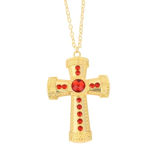 Party Fashion, Elegante Kreuzkette Mit Funkelnden Steinen, Langes Halsketten Schmuckstück Für Papst Kostüm Und Religiöse Veranstaltungen Party Fashion, Elegante Kreuzkette Mit Funkelnden Steinen, Langes Halsketten Schmuckstück Für Papst Kostüm Und Religiöse Veranstaltungen von BrKern