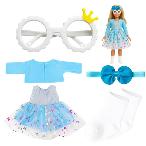 Puppenkleidung Set – Zubehör für Babypuppen 36–43 cm, Kleid mit Jacke, Haarreif & Socken, Handgefertigte Puppen Kleidung, Puppenzubehör Mädchen & Jungen von BrKern