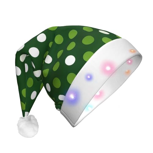 BrUgui Festliche LED-Weihnachtsmütze – langlebige Farben, drei Blinkmodi, perfektes Urlaubsaccessoire! Grüne Punkte von BrUgui