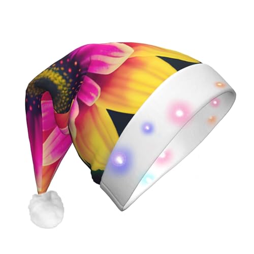 BrUgui Festliche LED-Weihnachtsmütze – langlebige Farben, drei Blinkmodi, perfektes Urlaubsaccessoire! Retro-Blume von BrUgui