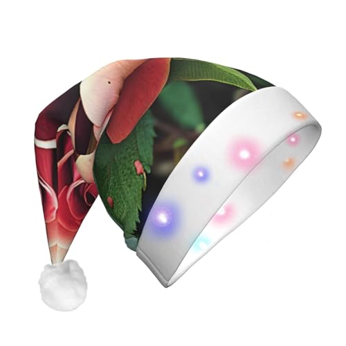BrUgui Festliche LED-Weihnachtsmütze – langlebige Farben, drei Blinkmodi, perfektes Urlaubsaccessoire! Rustikale Rosenblüten von BrUgui