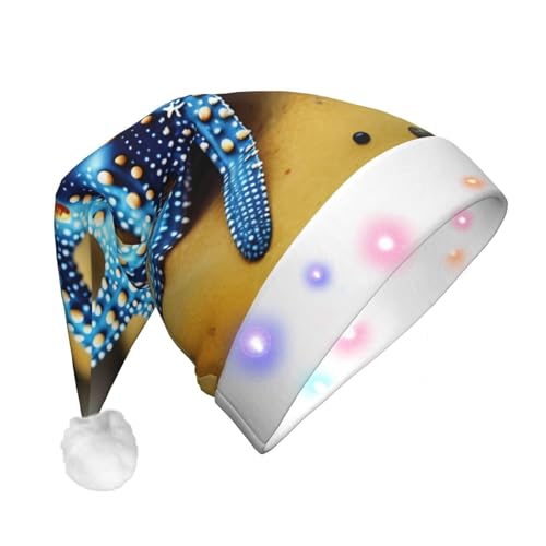 BrUgui Festliche LED-Weihnachtsmütze – langlebige Farben, drei Blinkmodi, perfektes Urlaubsaccessoire! Wunderschöner Seestern von BrUgui