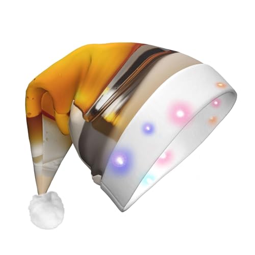 BrUgui Festliche LED-Weihnachtsmütze – langlebige Farben, drei Blinkmodi, perfektes Urlaubszubehör! Bierschaum von BrUgui