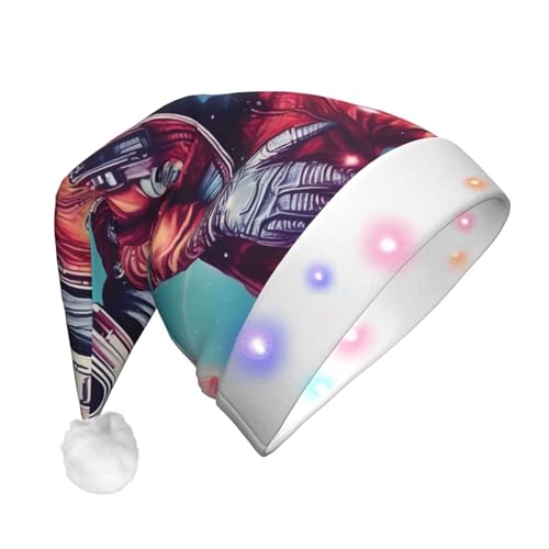 BrUgui Festliche LED-Weihnachtsmütze – langlebige Farben, drei Blinkmodi, perfektes Urlaubszubehör! Cooler Mann in Weltraum-Galaxie von BrUgui
