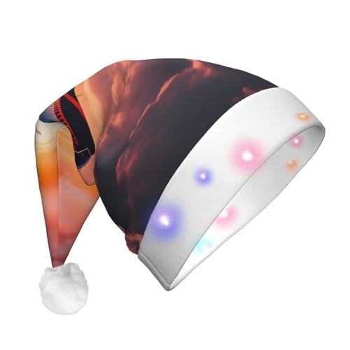 BrUgui Festliche LED-Weihnachtsmütze – langlebige Farben, drei Blinkmodi, perfektes Urlaubszubehör! Flugzeug Sonnenuntergänge Himmel von BrUgui