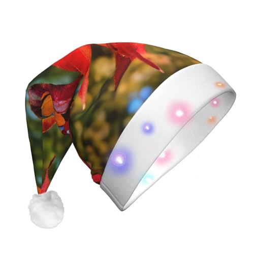 BrUgui Festliche LED-Weihnachtsmütze – langlebige Farben, drei Blinkmodi, perfektes Urlaubszubehör! Herbstrote Blätter und Früchte von BrUgui