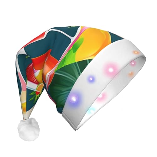 BrUgui Festliche LED-Weihnachtsmütze – langlebige Farben, drei Blinkmodi, perfektes Urlaubszubehör! Tropischer Cocktail von BrUgui
