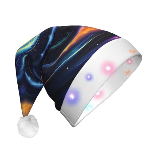 BrUgui Festliche LED-Weihnachtsmütze – langlebige Farben, drei Blinkmodi, perfektes Urlaubszubehör! Weltraumspirale Kosmische Energie von BrUgui