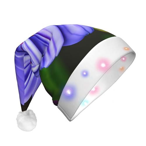 BrUgui Festliche LED-Weihnachtsmütze – langlebige Farben, drei Blinkmodi, perfektes Urlaubszubehör! lila Blume von BrUgui
