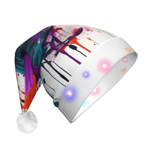 BrUgui Festliche LED-Weihnachtsmütze – langlebige Farben, drei Blinkmodi, perfektes Urlaubszubehör. Farbspritzer von BrUgui