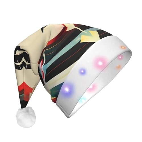 BrUgui Festliche LED-Weihnachtsmütze – langlebige Farben, drei Blinkmodi, perfektes Urlaubszubehör. Jagdpfeile, Dreiecke, Hirsch von BrUgui