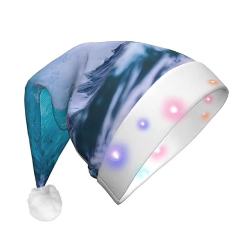 BrUgui Festliche LED-Weihnachtsmütze – langlebige Farben, drei blinkende Modi, perfektes Urlaubsaccessoire! Blaue Ozeanwelle von BrUgui