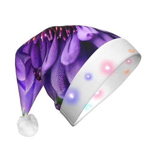 BrUgui Festliche LED-Weihnachtsmütze – langlebige Farben, drei blinkende Modi, perfektes Urlaubsaccessoire! Lila Lavendelblume von BrUgui